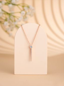 Yellow Chimes - Gold Bar Designed Crystal Studded Pendant Necklace