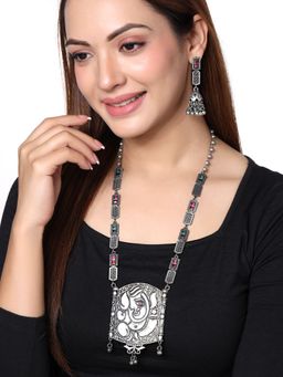 Yellow Chimes - Silver Necklace Set