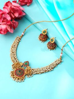 Yellow Chimes - Gold Plated Peacock Designed Bridal Choker Set