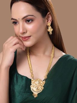 Yellow Chimes - Gold Toned Bridal Designed Necklace Set