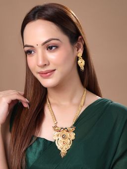 Yellow Chimes - Gold Toned Bridal Designed Necklace Set