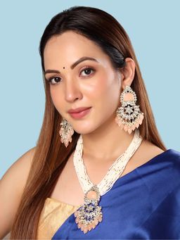 Yellow Chimes - Gold Plated Kundan Studded Beaded Necklace Set