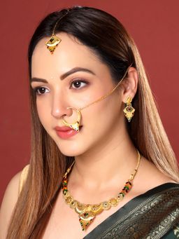 Yellow Chimes - One Gram Gold Plated Bridal Choker Necklace Set