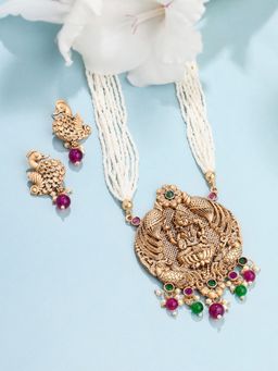 Yellow Chimes - Multi-Color Traditional Lakshmi Ji Jewellery Set