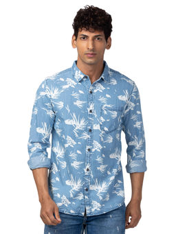 Spykar - Blue Full Sleeves Printed Shirt for Men