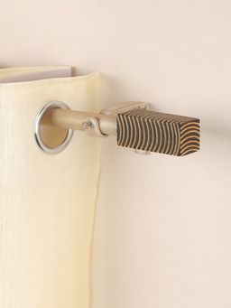 The Decor Mart - 84"-144" Scarred Wood Finial Extendable Curtain Rod Beige 19Mm (Hardware Included)