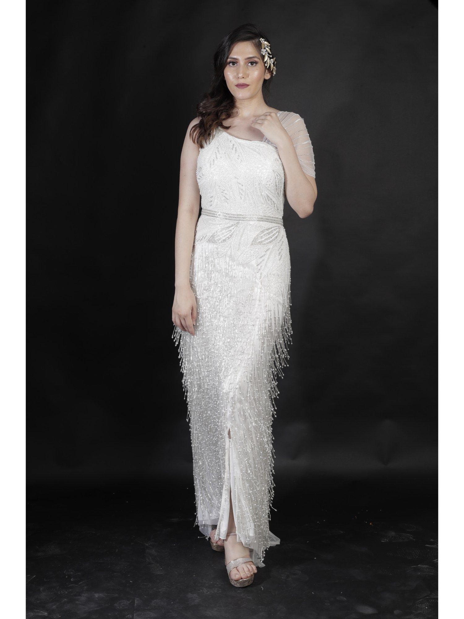 ambrosia Hand Embellished White Gown with Sequence-picture-41
