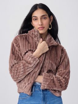 The Souled Store - Textured Jacket: Dusky Rose Women Jacket