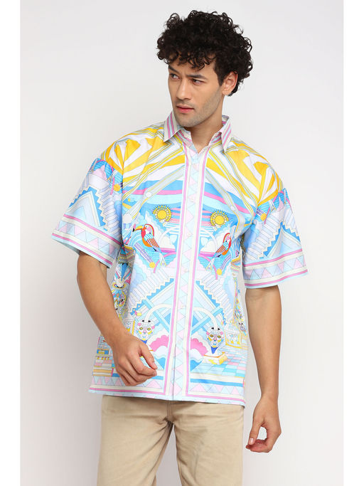 Loudless Illusion Printed Half Sleeves Shirt for Men