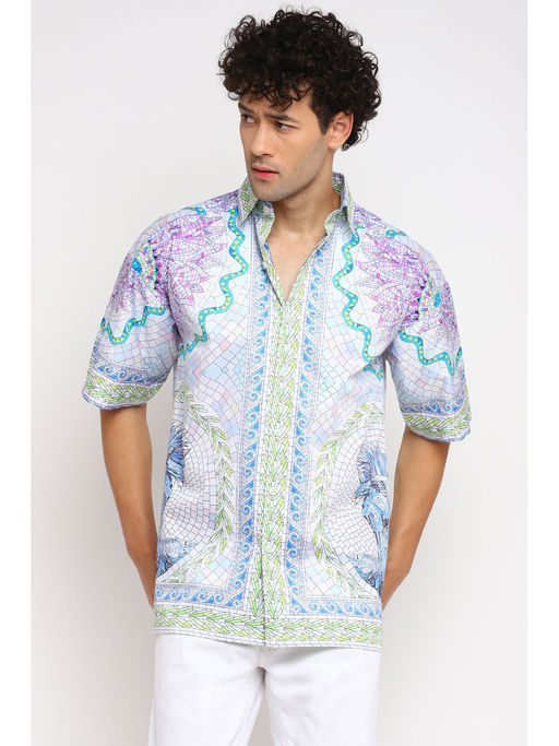 Loudless Mosaic Printed Half Sleeves Shirt for Men