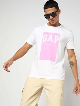 GAP - White Printed Slim Fit T-Shirt