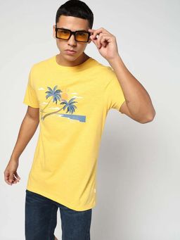 GAP - Yellow Printed Regular Fit T-Shirt