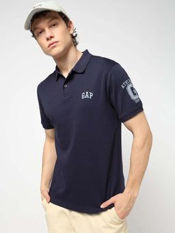GAP - Navy Blue Solid Slim Fit Polo T-Shirt
