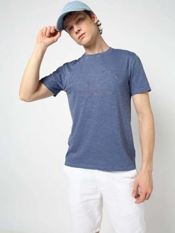 GAP - Blue Embroidered Regular Fit T-Shirt