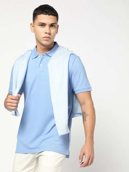 GAP - Blue Solid Regular Fit Polo T-Shirt
