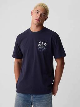GAP - Navy Blue Printed Relaxed Fit T-Shirt