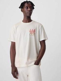 GAP - Off White Printed Relaxed Fit T-Shirt