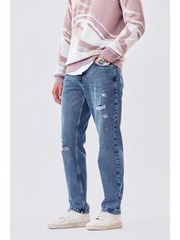 Snitch - Blue Solid Relaxed Fit Jeans