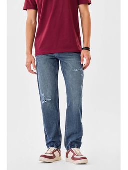 Snitch - Blue Solid Relaxed Fit Jeans