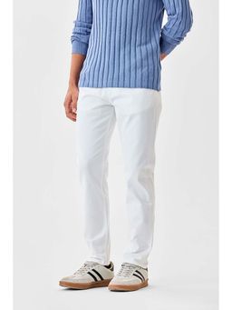 Snitch - White Solid Slim Fit Jeans