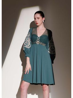 THE SILK LOVE - Forest Teal Romania Dress