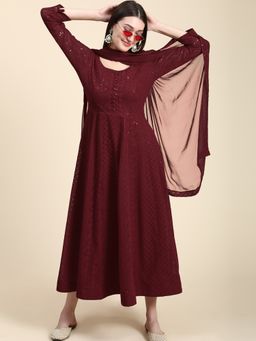 BLACK SCISSOR - Anarkali kurta with dupatta embroidery (Set of 2)