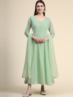 BLACK SCISSOR - Anarkali kurta with dupatta embroidery (Set of 2)