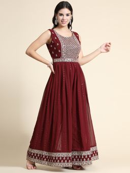 BLACK SCISSOR - Embellished Embroidered Ethnic Jumpsuit with Belt (Set of 2)