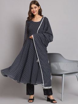 BLACK SCISSOR - Leheriya Printed maxi Gown with Dupatta (Set of 2)