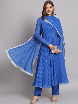 BLACK SCISSOR - Leheriya Printed Anarkali with Dupatta (Set of 2)