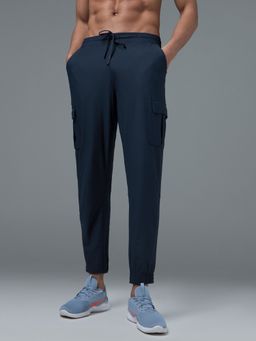 Technosport - Men Solid Slim Fit Sports Navy Blue Cargo Joggers
