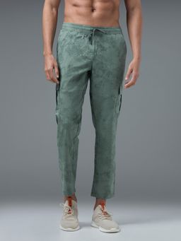 Technosport - Men Printed Straight Fit Sports Cargo Green Track Pant