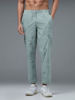 Technosport - Men Printed Straight Fit Sports Cargo Grey Track Pant