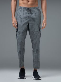 Technosport - Men Printed Straight Fit Sports Cargo Grey Track Pant