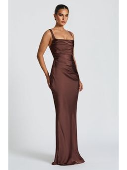 Bee Boe - Liora Satin Plum Brown Gown