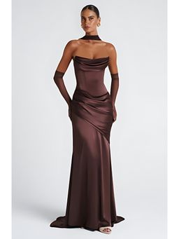 Bee Boe - Moonlit Grace Plum Brown Gown