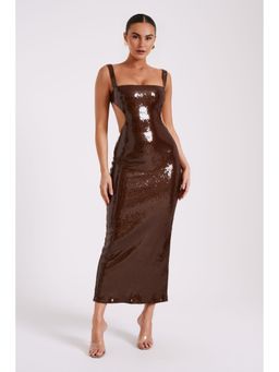 Bee Boe - Sculpt Sequin Square Chocolate Dress