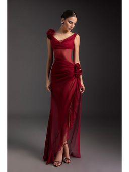 Bee Boe - Red Flora Drape Dress