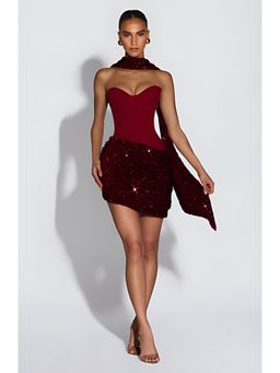 Bee Boe - Lumiere Velvet Cowl Maroon Dress