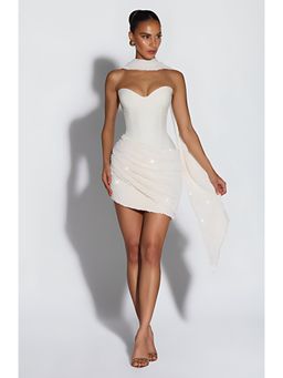 Bee Boe - Lumiere Velvet Cowl White Dress