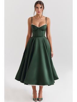 Bee Boe - Forrest Green Satin Dress