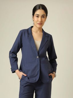 Saltpetre - Women Bruna Linen Blazer - Navy Blue