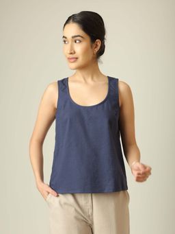 Saltpetre - Women Round Neck Tank Top - Navy Blue