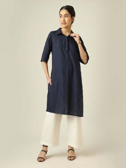 Saltpetre - Soraya Linen Long Tunic - Navy Blue