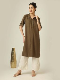 Saltpetre - Soraya Linen Long Tunic - Olive Green