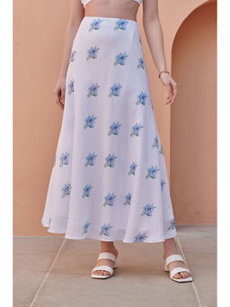 Pasha India - Cloud White Flared Satin Skirt