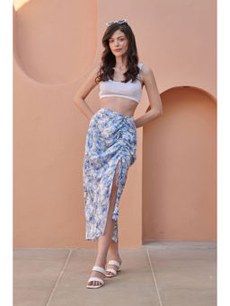 Pasha India - Cloud White Adjustable Slit Satin Skirt