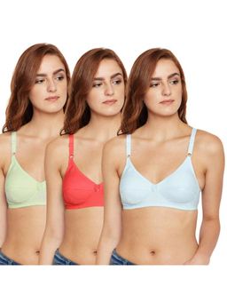 Bodycare - Women's Cotton Seamed Bra Pack Of 3 - Multi-Color