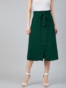 Marie Claire - Women Casual Green Colour Solid A-line Skirt