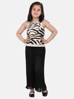 One Friday - Fashion Casual Girls Polyester Solid Black Trousers